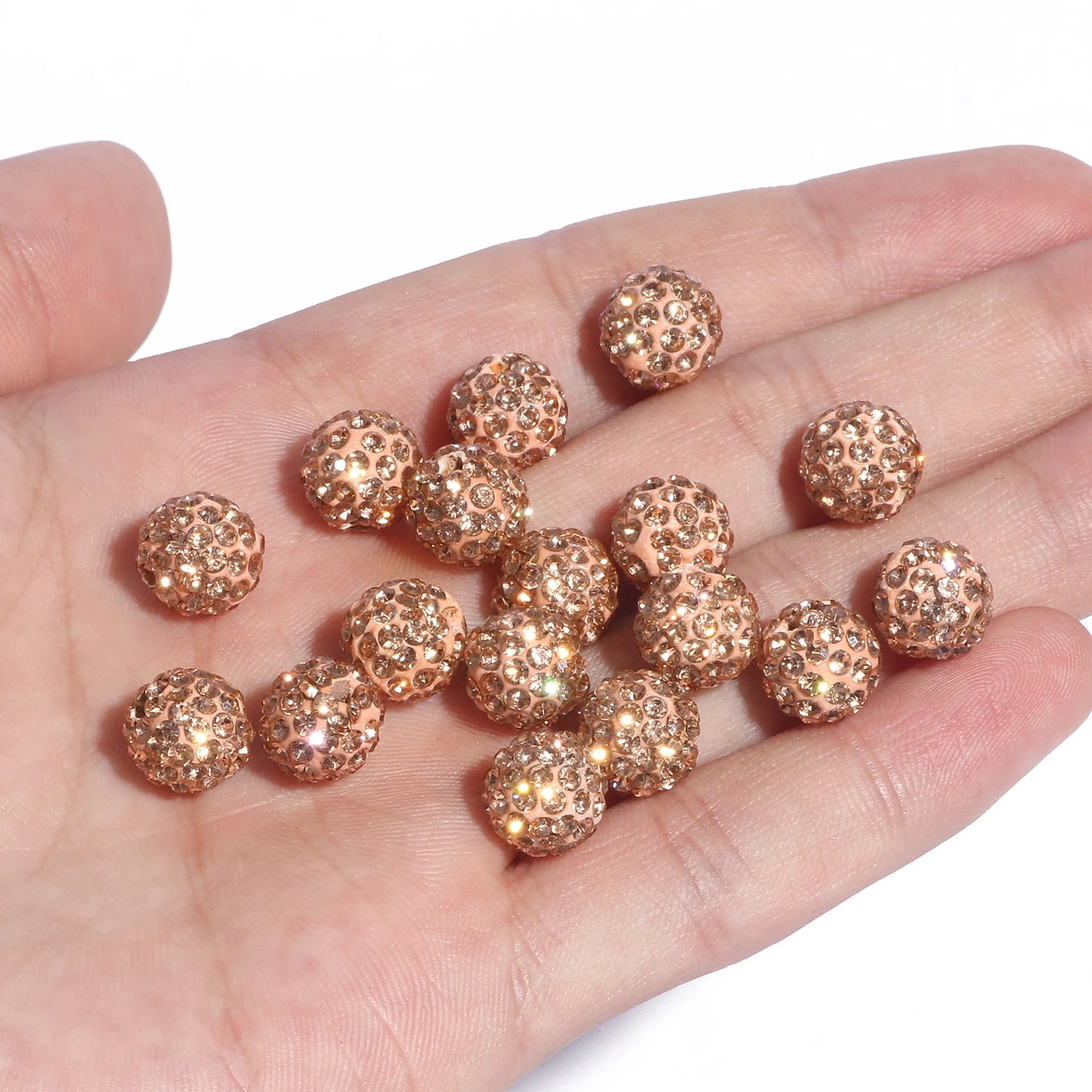 100pcs 6/8/10mm Rhinestone Crystal Clay Beads Soft Pottery Micro Pave CZ Spacer Beads For Jewelry Making Diy Bracelets Necklaces
