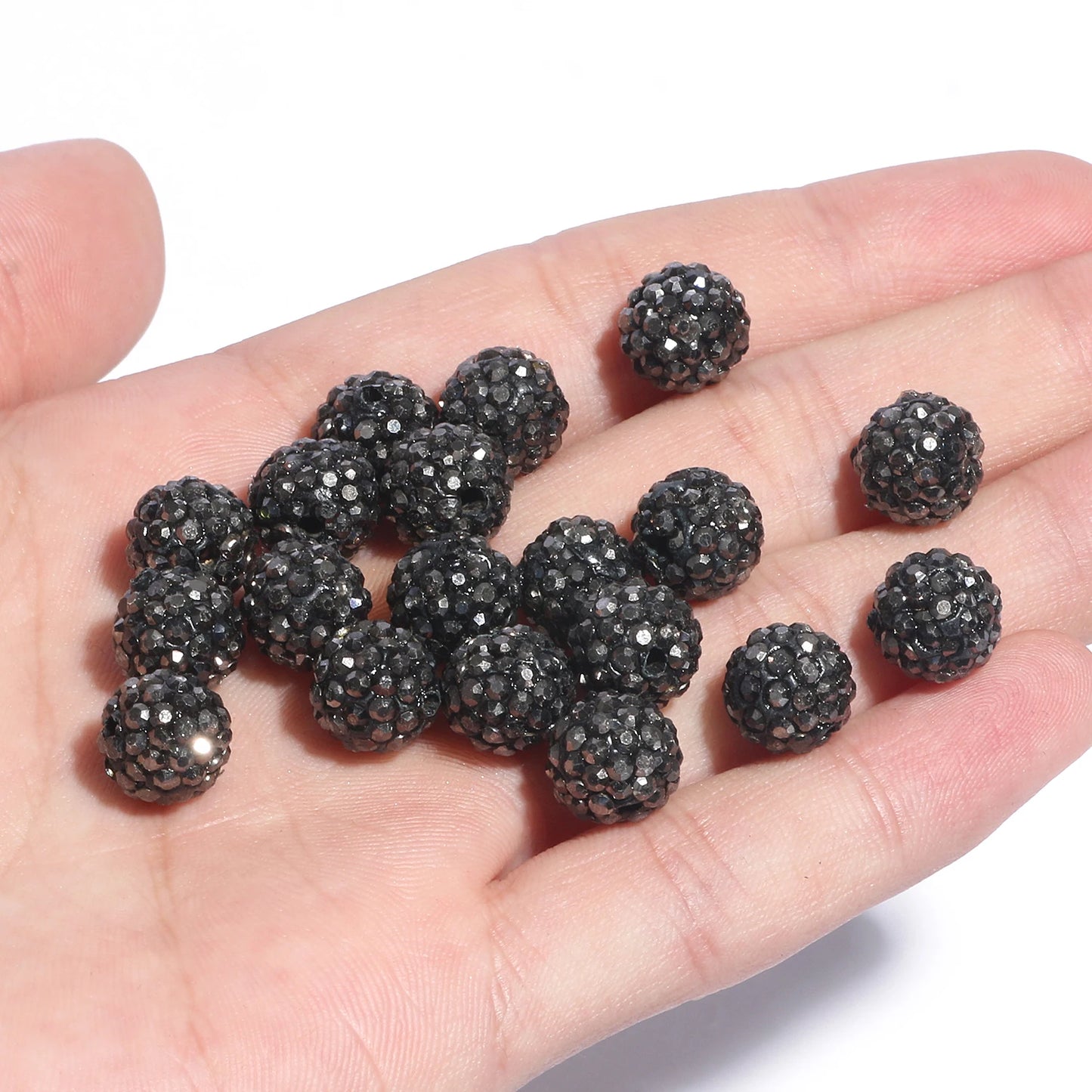 100pcs 6/8/10mm Rhinestone Crystal Clay Beads Soft Pottery Micro Pave CZ Spacer Beads For Jewelry Making Diy Bracelets Necklaces
