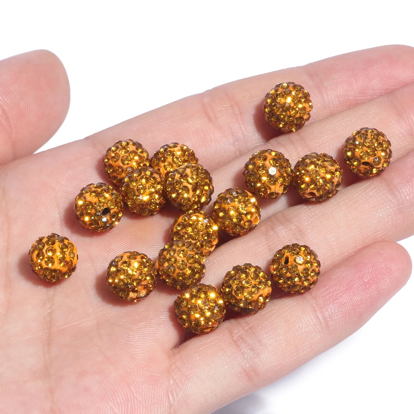100pcs 6/8/10mm Rhinestone Crystal Clay Beads Soft Pottery Micro Pave CZ Spacer Beads For Jewelry Making Diy Bracelets Necklaces
