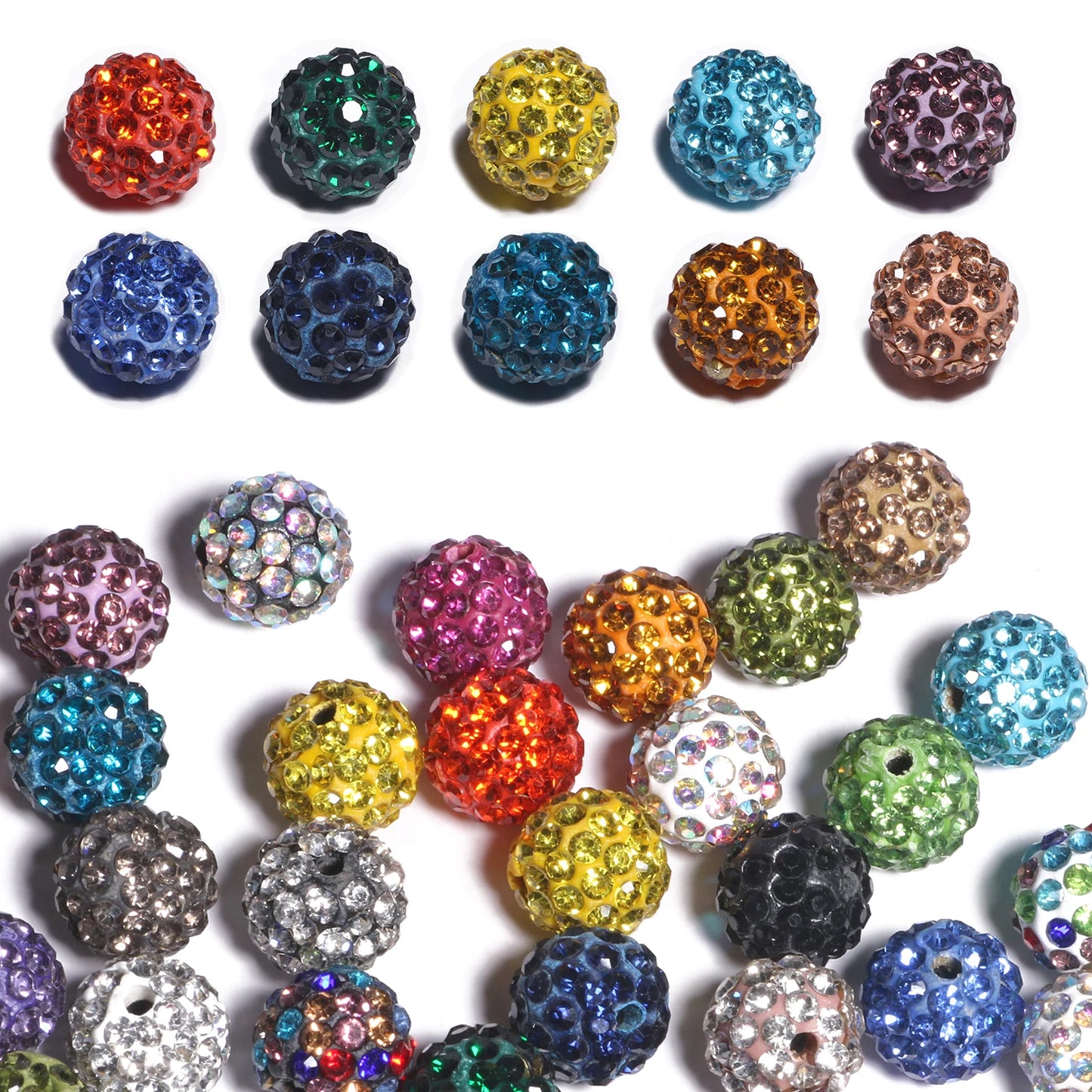100pcs 6/8/10mm Rhinestone Crystal Clay Beads Soft Pottery Micro Pave CZ Spacer Beads For Jewelry Making Diy Bracelets Necklaces