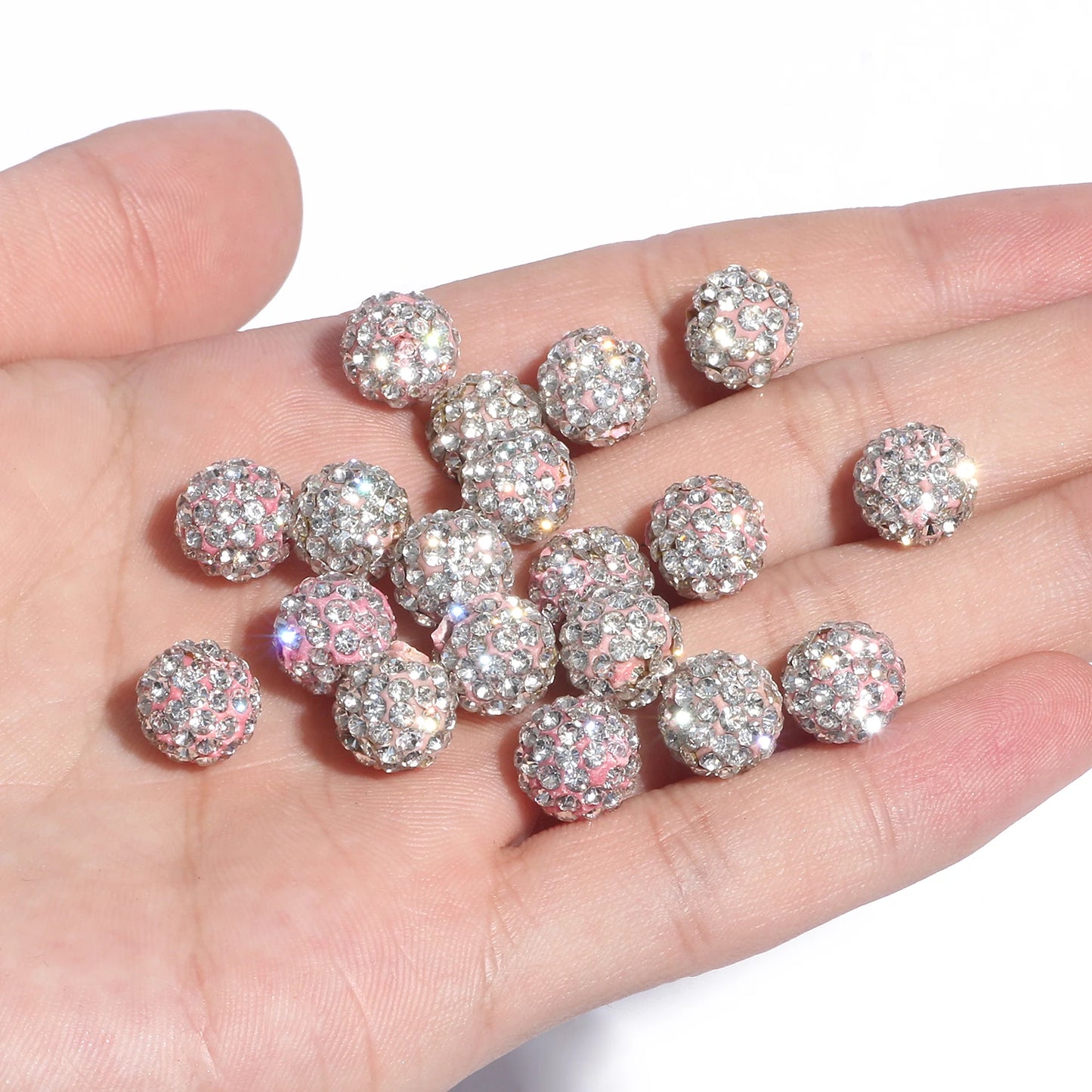 100pcs 6/8/10mm Rhinestone Crystal Clay Beads Soft Pottery Micro Pave CZ Spacer Beads For Jewelry Making Diy Bracelets Necklaces