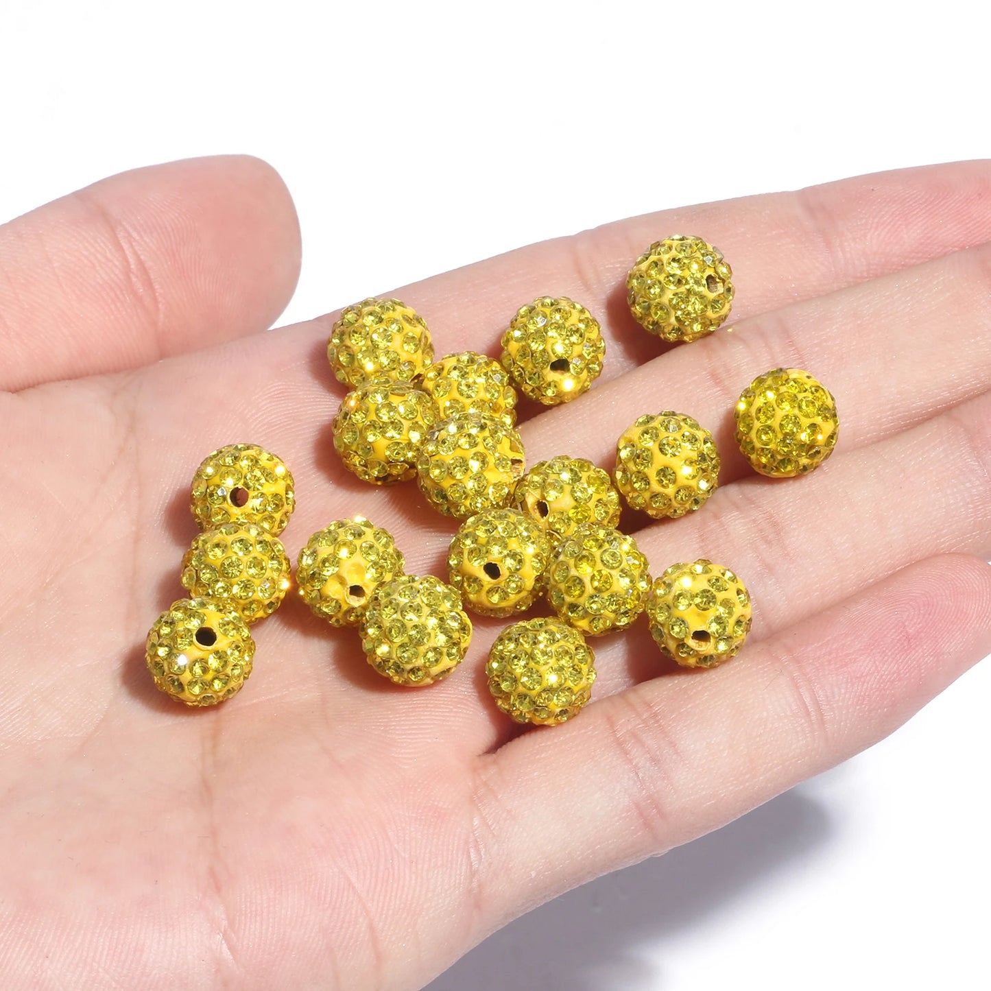 100pcs 6/8/10mm Rhinestone Crystal Clay Beads Soft Pottery Micro Pave CZ Spacer Beads For Jewelry Making Diy Bracelets Necklaces