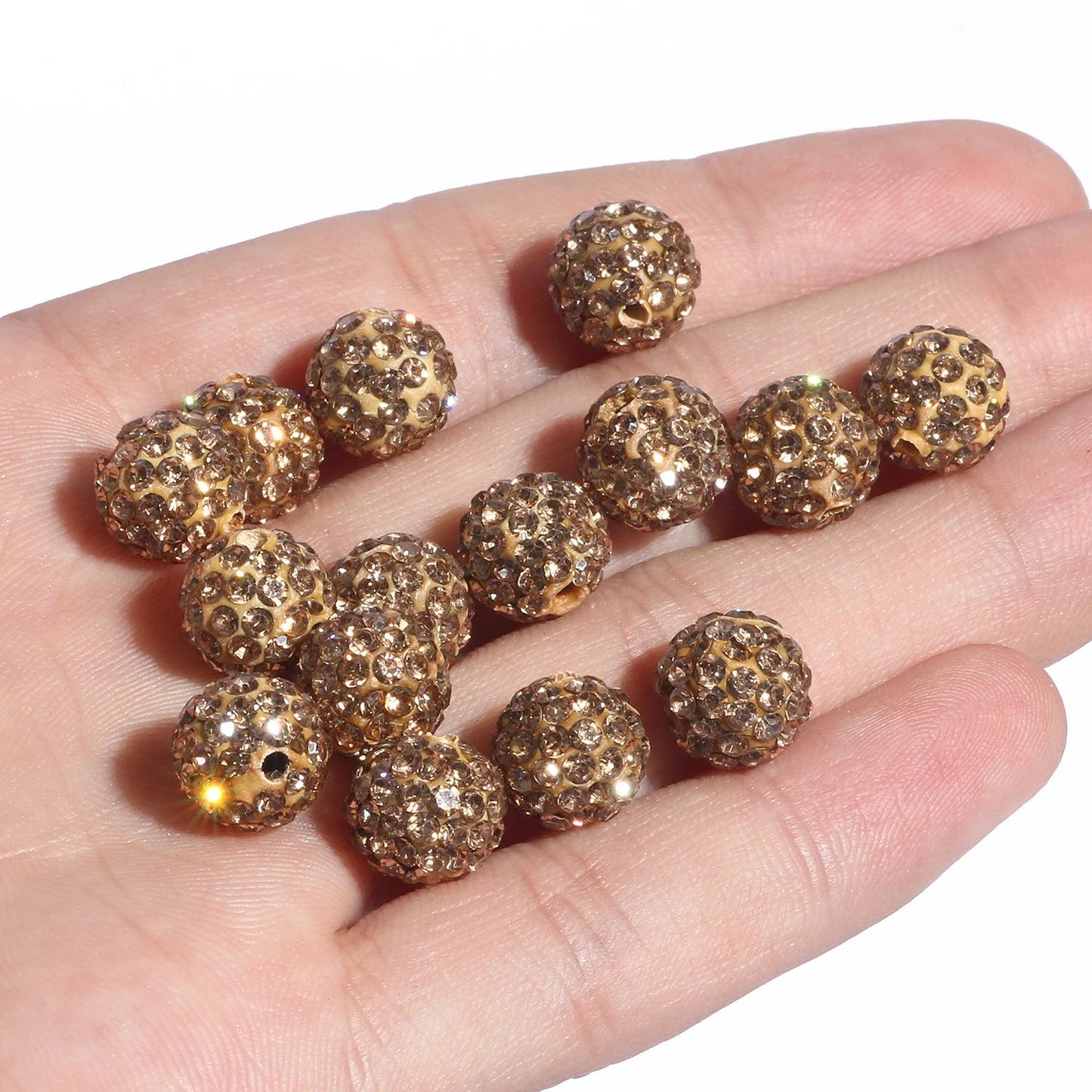 100pcs 6/8/10mm Rhinestone Crystal Clay Beads Soft Pottery Micro Pave CZ Spacer Beads For Jewelry Making Diy Bracelets Necklaces