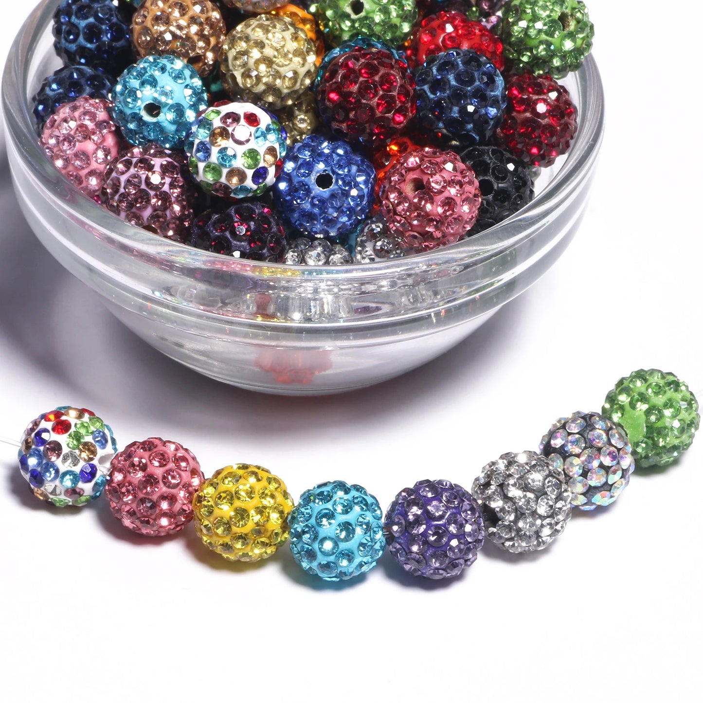 100pcs 6/8/10mm Rhinestone Crystal Clay Beads Soft Pottery Micro Pave CZ Spacer Beads For Jewelry Making Diy Bracelets Necklaces