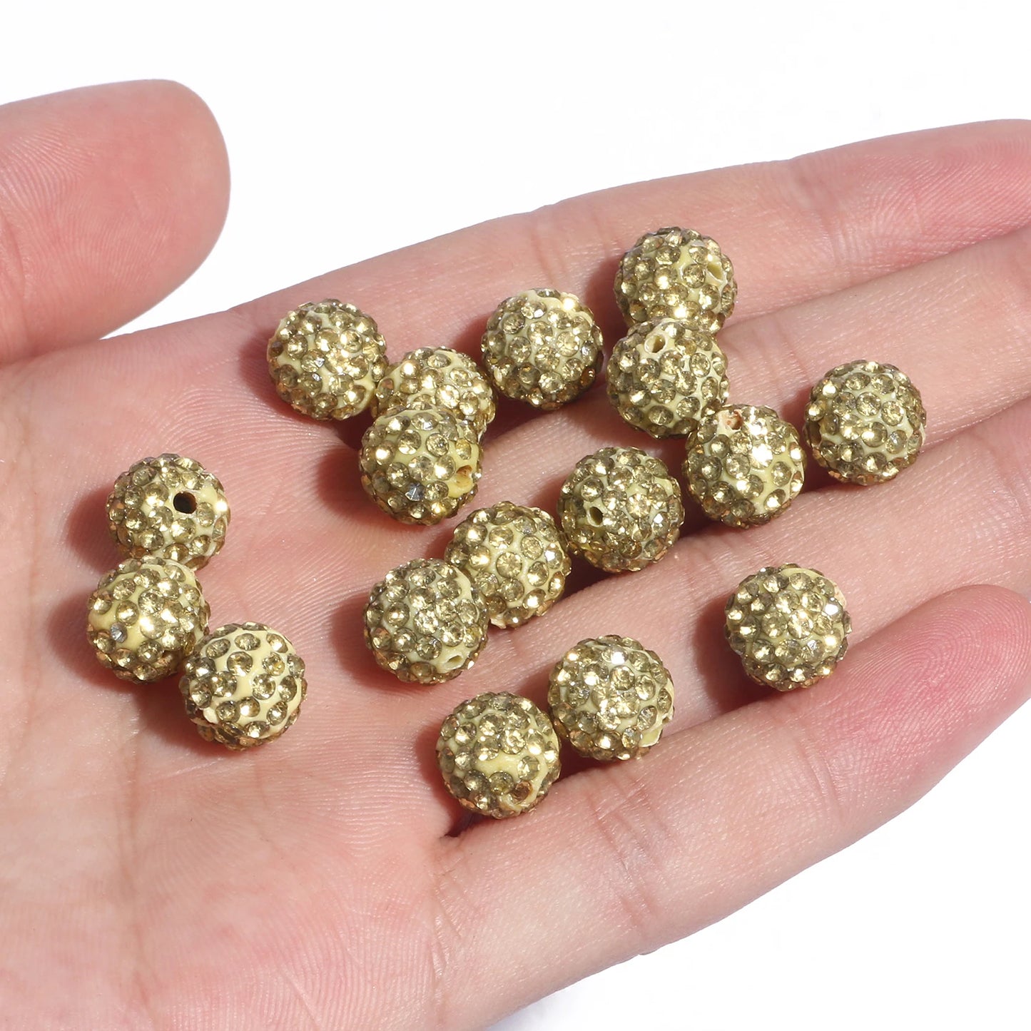 100pcs 6/8/10mm Rhinestone Crystal Clay Beads Soft Pottery Micro Pave CZ Spacer Beads For Jewelry Making Diy Bracelets Necklaces