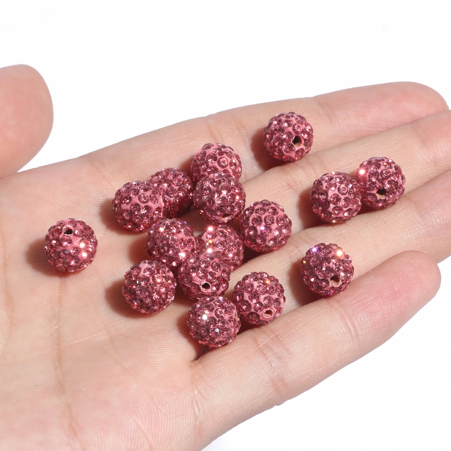 100pcs 6/8/10mm Rhinestone Crystal Clay Beads Soft Pottery Micro Pave CZ Spacer Beads For Jewelry Making Diy Bracelets Necklaces