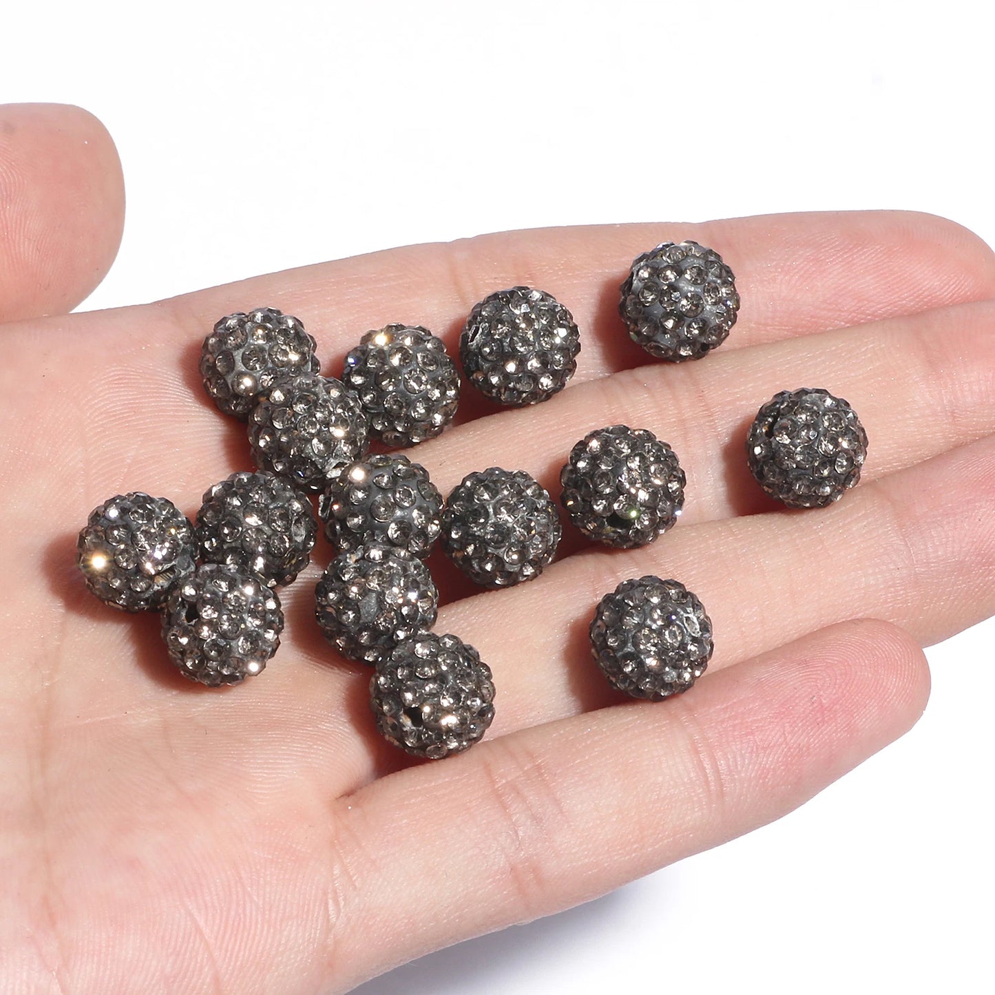 100pcs 6/8/10mm Rhinestone Crystal Clay Beads Soft Pottery Micro Pave CZ Spacer Beads For Jewelry Making Diy Bracelets Necklaces