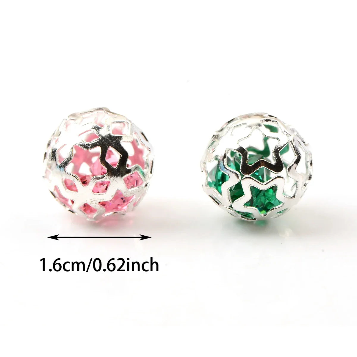 10pcs Hollow Five-pointed Star Metal Ball Beads Charm DIY Necklace Bracelet Accessories Jewelry Findings