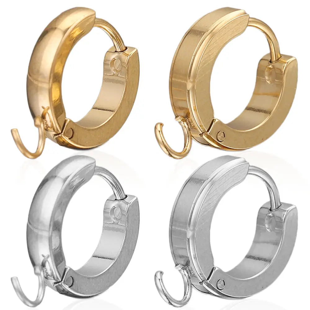 10pcs/Lot Stainless Steel Round Gold Earrings Hooks Clasps Earring Post Components Parts for Making Supplies Women DIY Findings