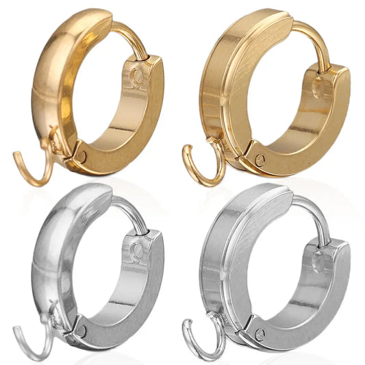 10pcs/Lot  Stainless Steel Round Gold Earrings Hooks Clasps Earring Post Components Parts for Making Supplies Women DIY Findings