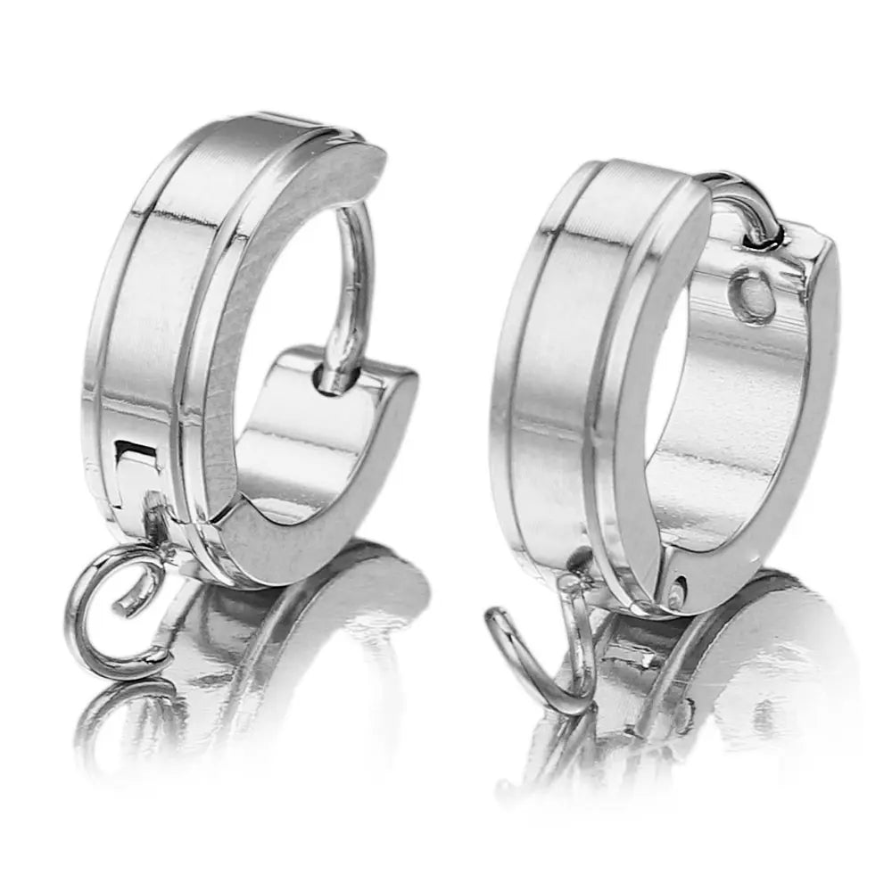 10pcs/Lot Stainless Steel Round Gold Earrings Hooks Clasps Earring Post Components Parts for Making Supplies Women DIY Findings