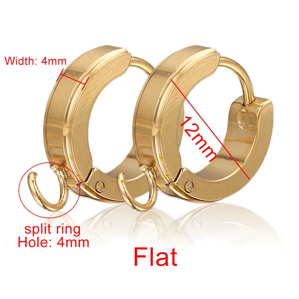 10pcs/Lot Stainless Steel Round Gold Earrings Hooks Clasps Earring Post Components Parts for Making Supplies Women DIY Findings