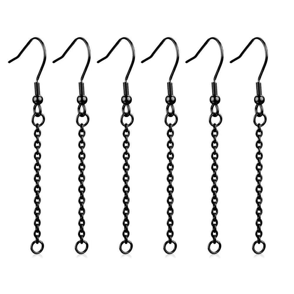 10pcs Stainless Steel Earring Hooks Wires Extension Chain Connector For DIY Hypoallergenic Dangle Ear Jewelry Material Findings