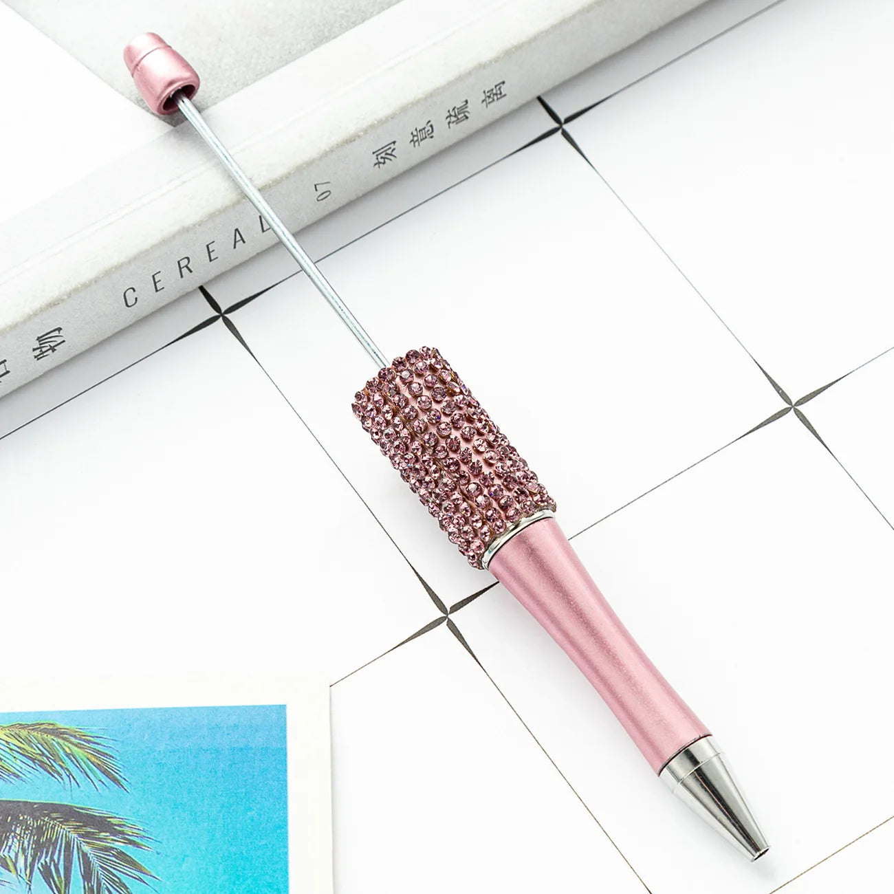 13Pc DIY Handmade Sticking Diamond Beaded Ballpoint Pen Stationery Student Gift Beadable Pens for Writing School Office Supplies