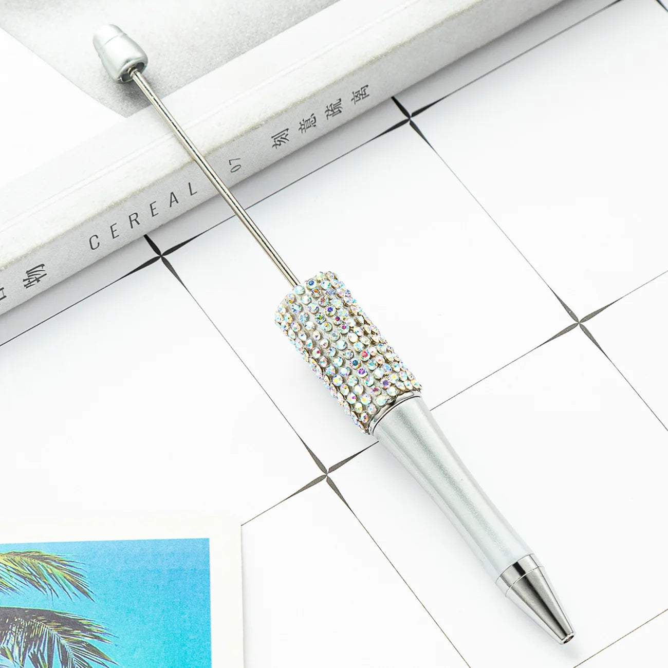 13Pc DIY Handmade Sticking Diamond Beaded Ballpoint Pen Stationery Student Gift Beadable Pens for Writing School Office Supplies