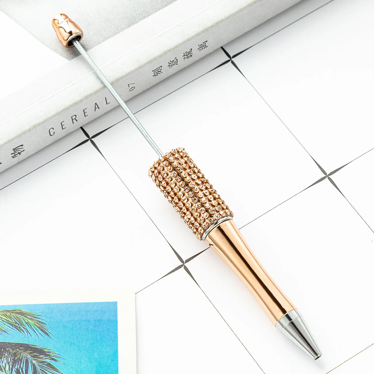 13Pc DIY Handmade Sticking Diamond Beaded Ballpoint Pen Stationery Student Gift Beadable Pens for Writing School Office Supplies