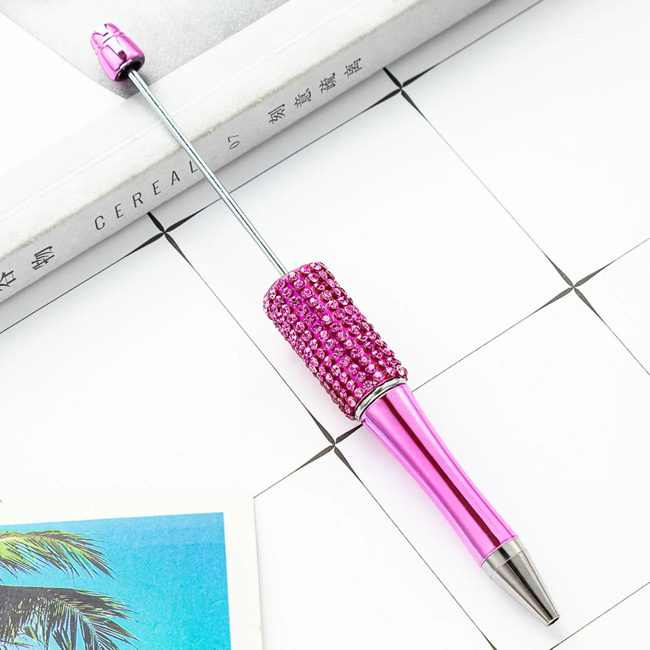 13Pc DIY Handmade Sticking Diamond Beaded Ballpoint Pen Stationery Student Gift Beadable Pens for Writing School Office Supplies