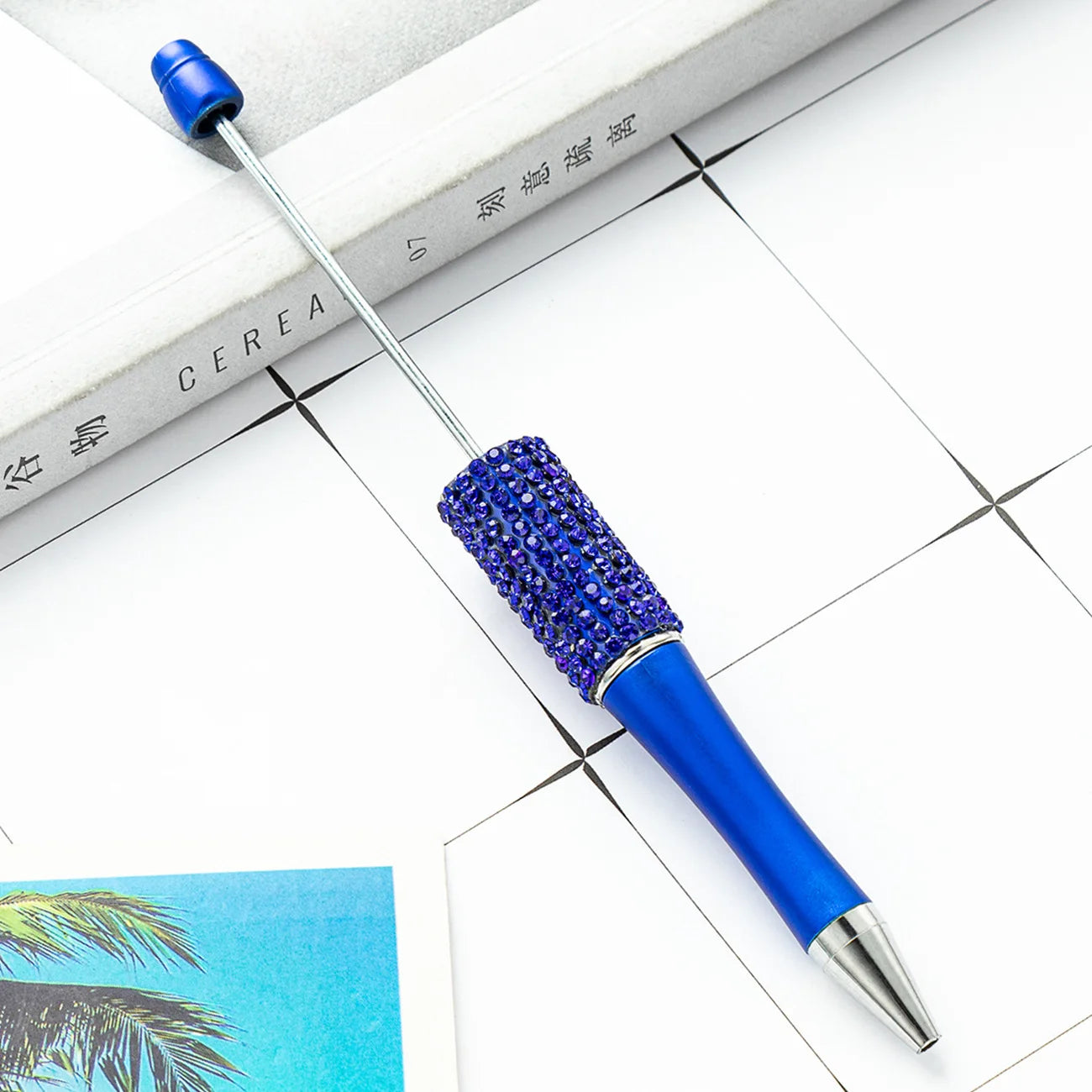 13Pc DIY Handmade Sticking Diamond Beaded Ballpoint Pen Stationery Student Gift Beadable Pens for Writing School Office Supplies