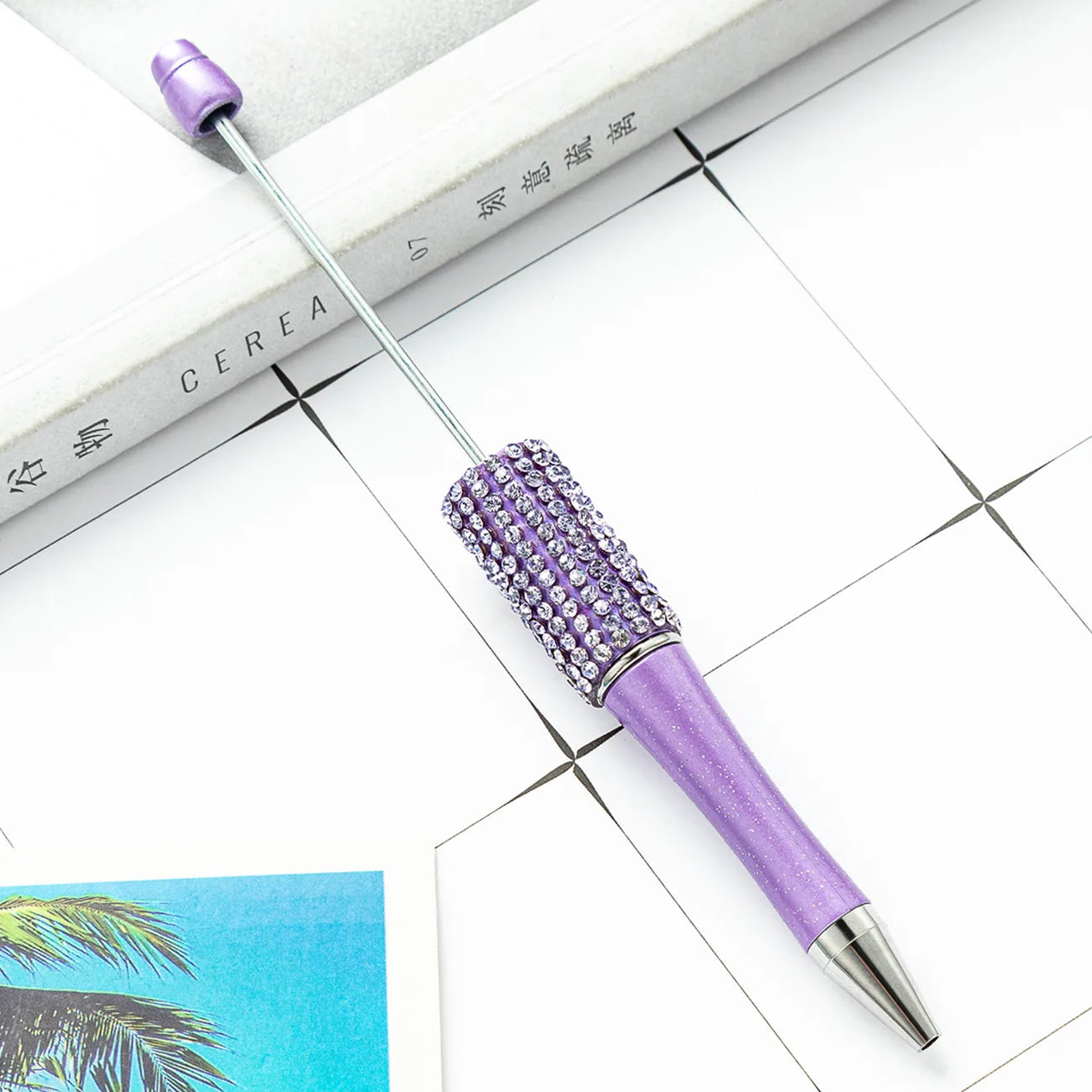 13Pc DIY Handmade Sticking Diamond Beaded Ballpoint Pen Stationery Student Gift Beadable Pens for Writing School Office Supplies