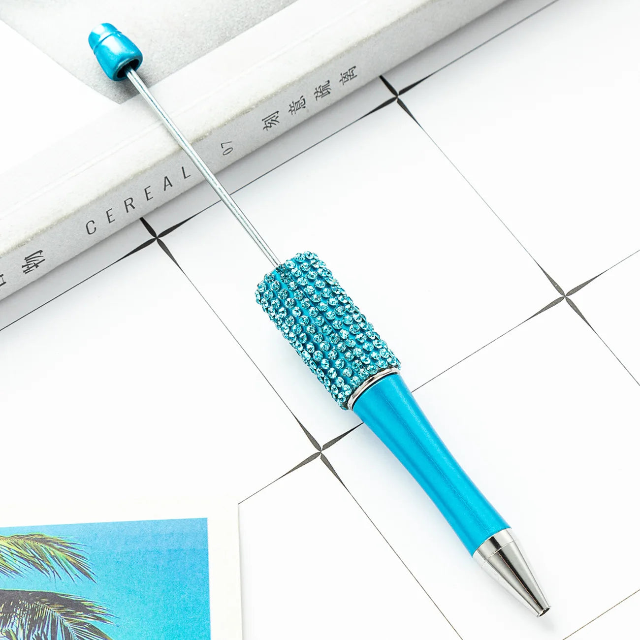 13Pc DIY Handmade Sticking Diamond Beaded Ballpoint Pen Stationery Student Gift Beadable Pens for Writing School Office Supplies