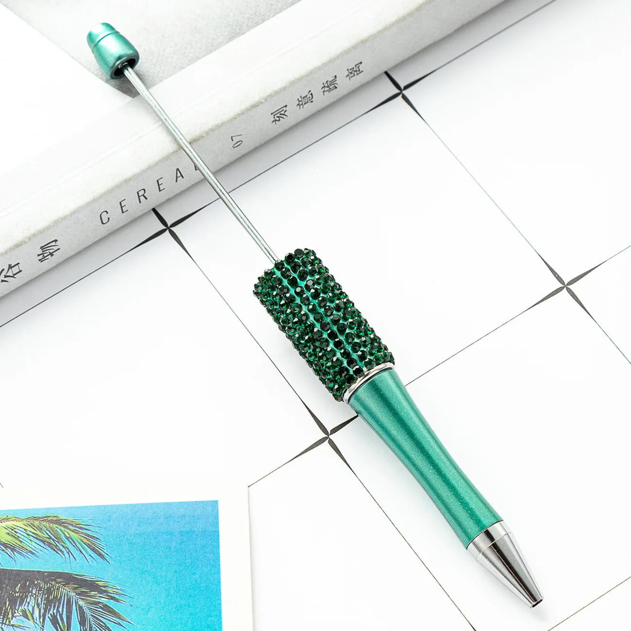 13Pc DIY Handmade Sticking Diamond Beaded Ballpoint Pen Stationery Student Gift Beadable Pens for Writing School Office Supplies