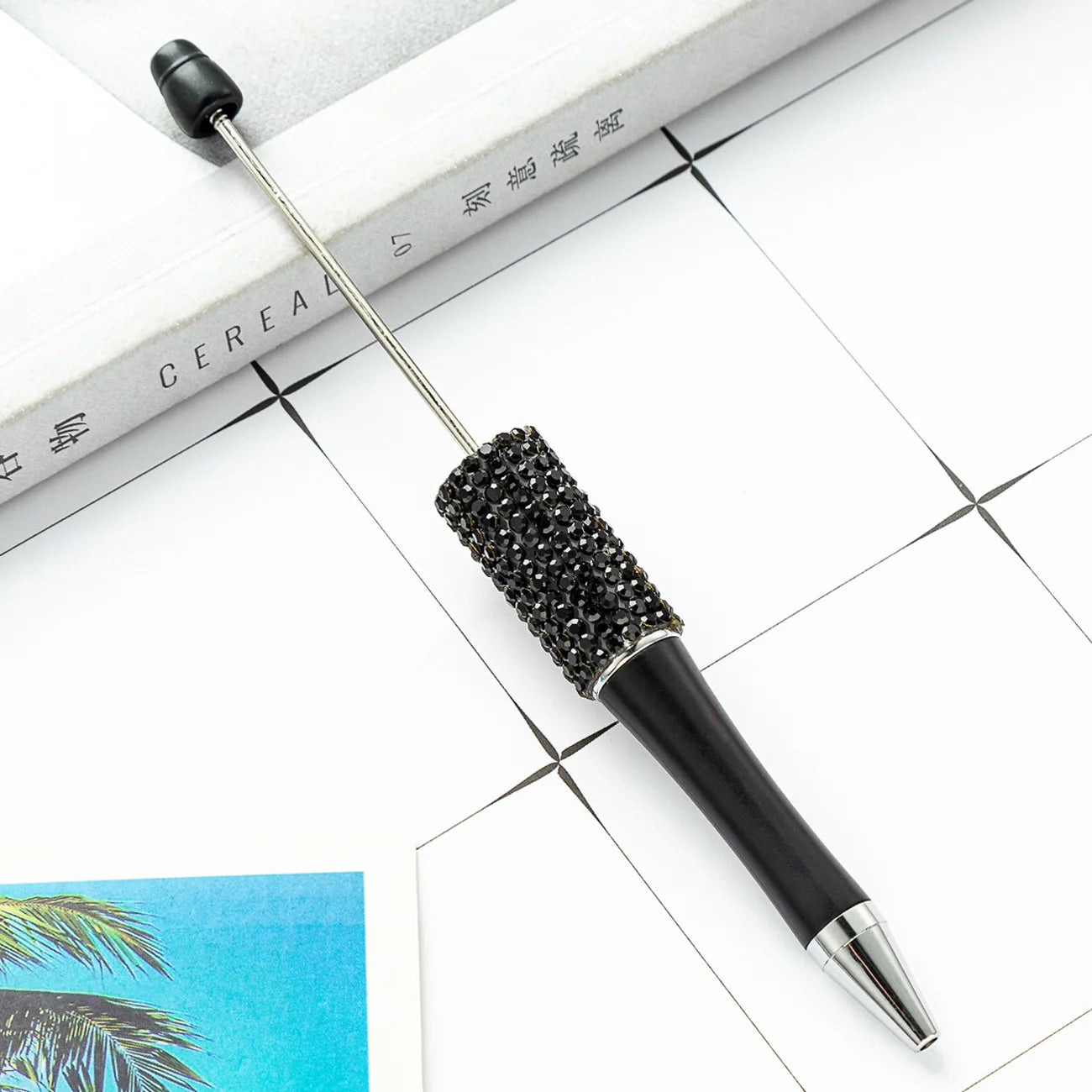 13Pc DIY Handmade Sticking Diamond Beaded Ballpoint Pen Stationery Student Gift Beadable Pens for Writing School Office Supplies