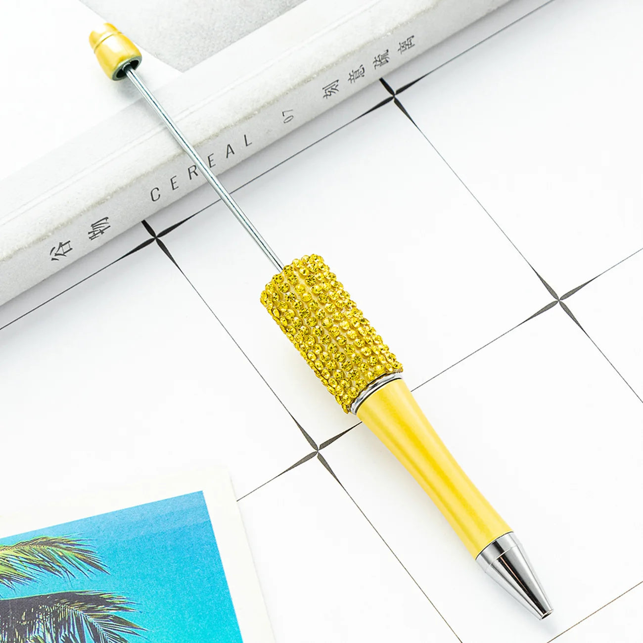 13Pc DIY Handmade Sticking Diamond Beaded Ballpoint Pen Stationery Student Gift Beadable Pens for Writing School Office Supplies