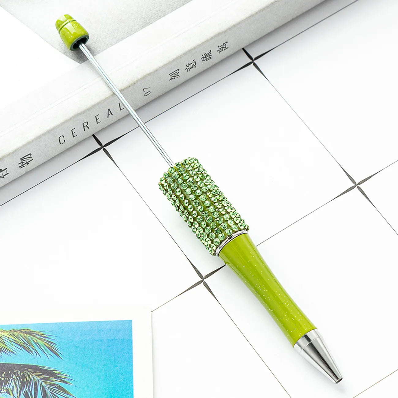 13Pc DIY Handmade Sticking Diamond Beaded Ballpoint Pen Stationery Student Gift Beadable Pens for Writing School Office Supplies