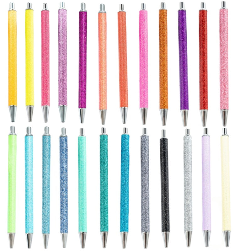 48/24pcs Creative Press Multi-Color UV DTF Pen Blanks Spray Glue Pen With Glitter And Gradient Colors For Wraps Metal & Plastic Versions Office Writing Candy Color Ballpoint Pen