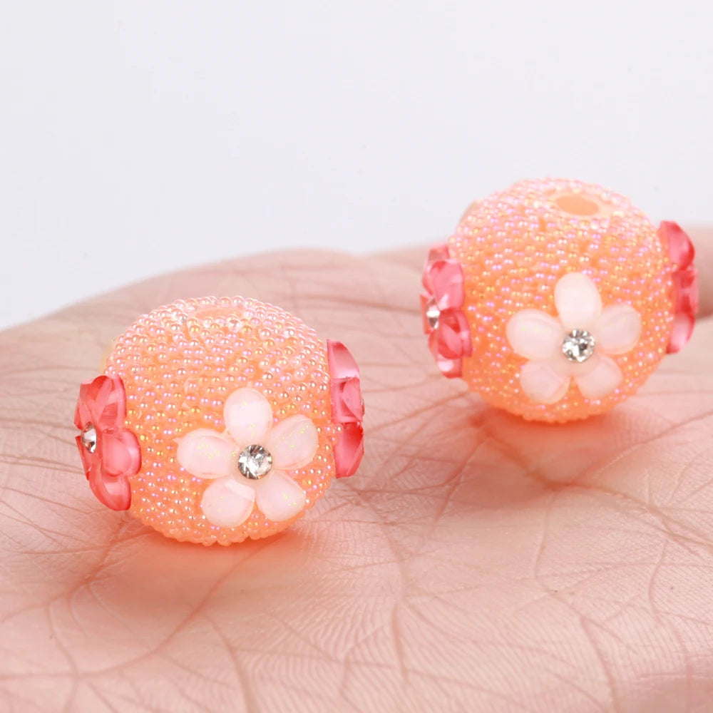 15mm 20pcs Charm Flower AB Colorful Small Bead Acrylic Beads For Jewelry Making DIY Necklace Bracelets Earring Accessories VD