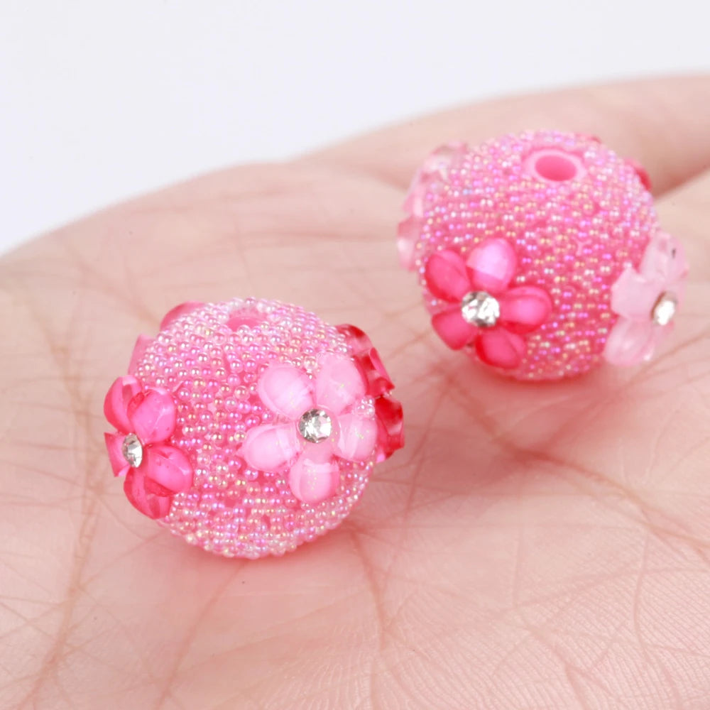 15mm 20pcs Charm Flower AB Colorful Small Bead Acrylic Beads For Jewelry Making DIY Necklace Bracelets Earring Accessories VD