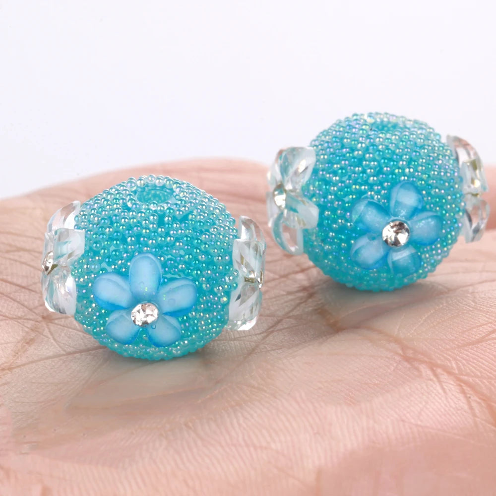 15mm 20pcs Charm Flower AB Colorful Small Bead Acrylic Beads For Jewelry Making DIY Necklace Bracelets Earring Accessories VD