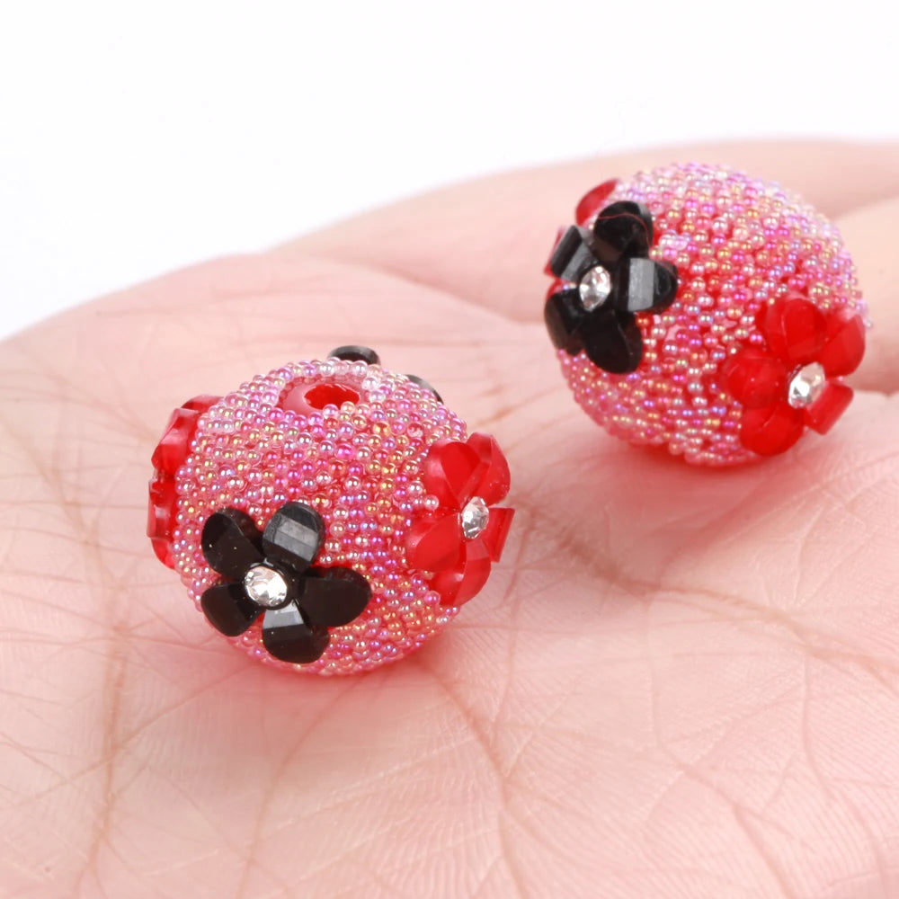 15mm 20pcs Charm Flower AB Colorful Small Bead Acrylic Beads For Jewelry Making DIY Necklace Bracelets Earring Accessories VD