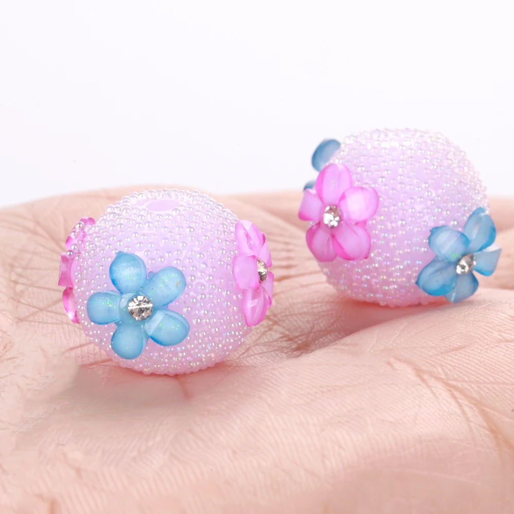 15mm 20pcs Charm Flower AB Colorful Small Bead Acrylic Beads For Jewelry Making DIY Necklace Bracelets Earring Accessories VD