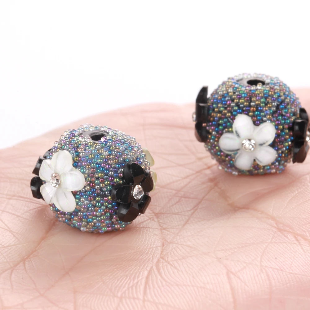 15mm 20pcs Charm Flower AB Colorful Small Bead Acrylic Beads For Jewelry Making DIY Necklace Bracelets Earring Accessories VD