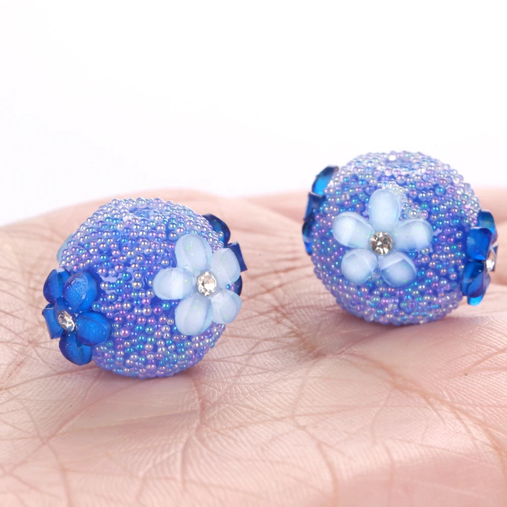 15mm 20pcs Charm Flower AB Colorful Small Bead Acrylic Beads For Jewelry Making DIY Necklace Bracelets Earring Accessories VD