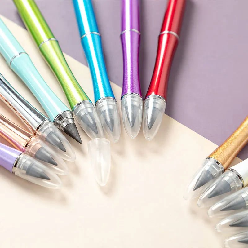 15Pcs DIY Beads Pencil Beaded Colorful Metal Pencil No Ink Ever Lasting Pencils For Kids School Supplies