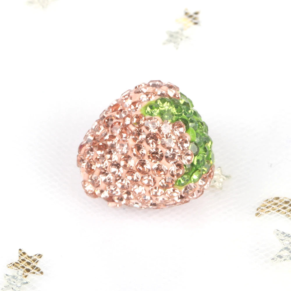 16x17mm 20pcs Charm Strawberry Shiny Polymer Clay Rhinestone Beads For Jewelry Making DIY Necklace Bracelets Accessories VD