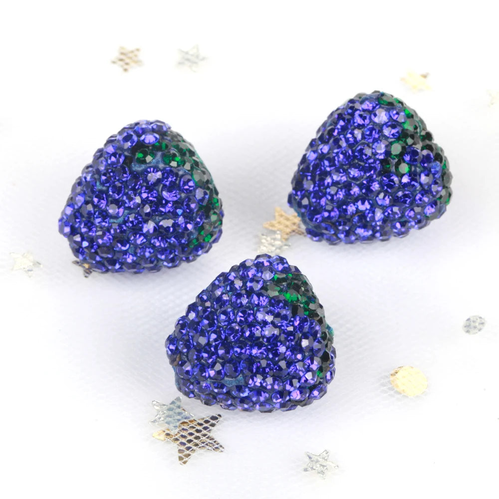 16x17mm 20pcs Charm Strawberry Shiny Polymer Clay Rhinestone Beads For Jewelry Making DIY Necklace Bracelets Accessories VD