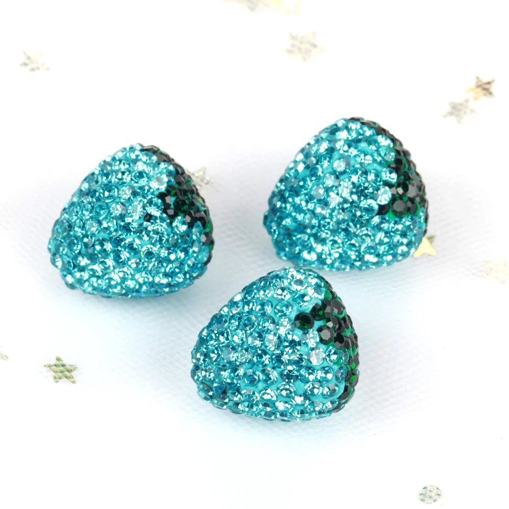 16x17mm 20pcs Charm Strawberry Shiny Polymer Clay Rhinestone Beads For Jewelry Making DIY Necklace Bracelets Accessories VD