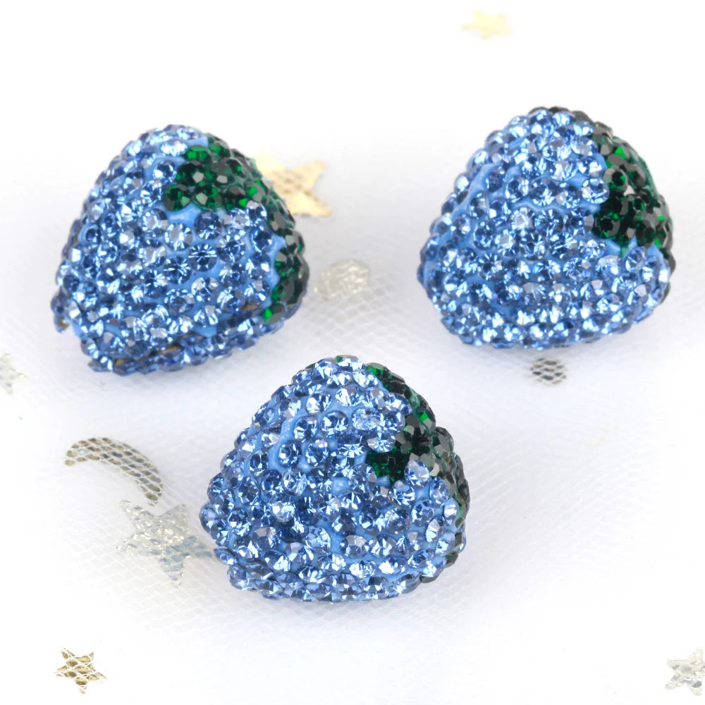 16x17mm 20pcs Charm Strawberry Shiny Polymer Clay Rhinestone Beads For Jewelry Making DIY Necklace Bracelets Accessories VD