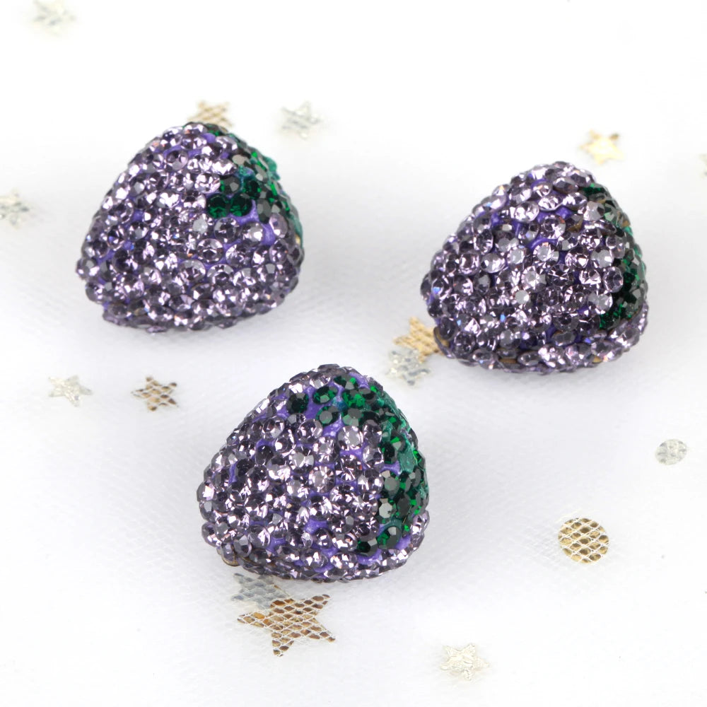 16x17mm 20pcs Charm Strawberry Shiny Polymer Clay Rhinestone Beads For Jewelry Making DIY Necklace Bracelets Accessories VD