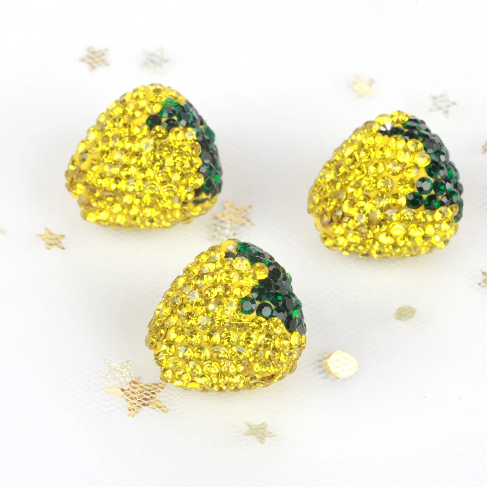 16x17mm 20pcs Charm Strawberry Shiny Polymer Clay Rhinestone Beads For Jewelry Making DIY Necklace Bracelets Accessories VD