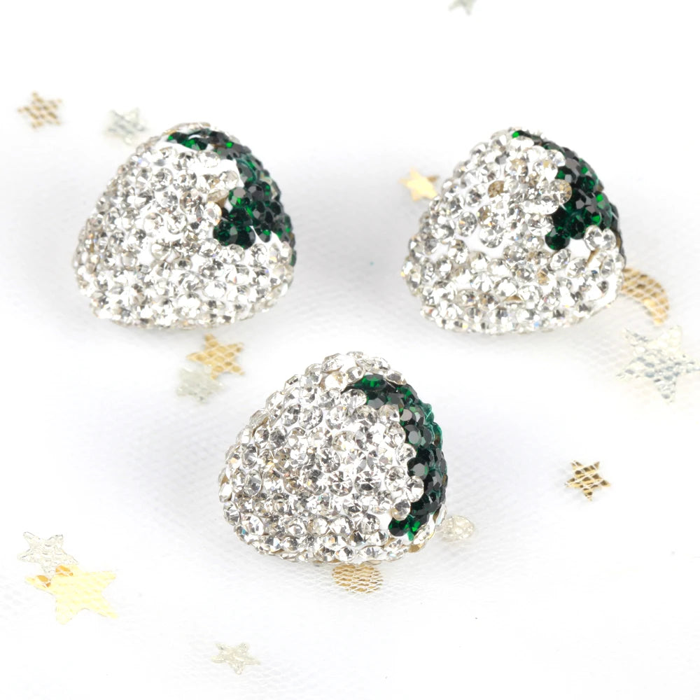 16x17mm 20pcs Charm Strawberry Shiny Polymer Clay Rhinestone Beads For Jewelry Making DIY Necklace Bracelets Accessories VD