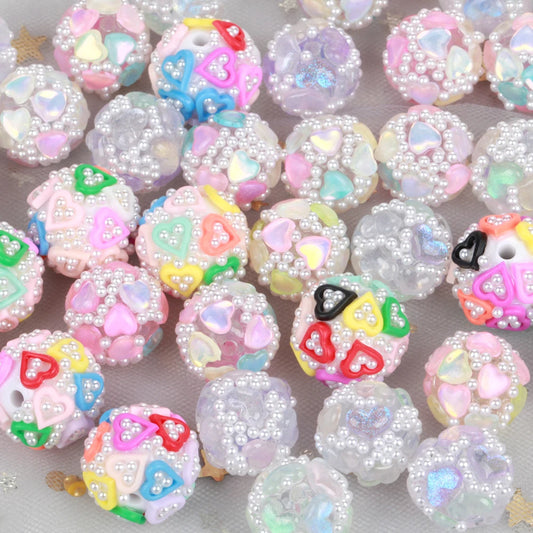 17-19mm 20pcs Charm Colorful Love Heart Pearl Acrylic Beads For Jewelry Making DIY Necklace Bracelets Earring Accessories