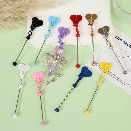 5pcs/10pcs Mother'S Day Heart Adhesive Beadable Cup Charm Bar Blanks, DIY Cup Handle Charm Pendants, Drink Bottle Accessory
