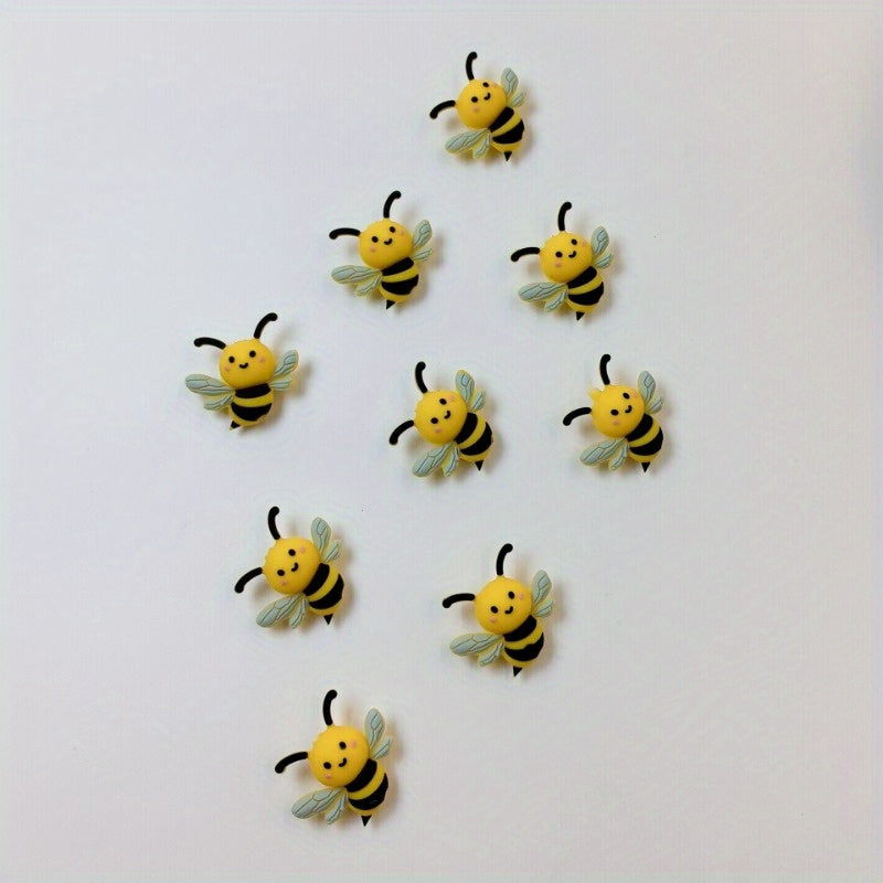 15pcs New Bee 3D Silicone Cartoon DYI Beads Suitable for DIY Keychains, Necklace Pendants, Pen Hanging Decorations, and Craft Accessories