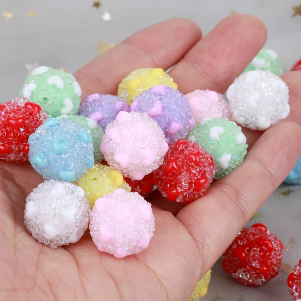 18mm 20pcs Charm Candy Love Heart Polymer Clay Acrylic Beads For Jewelry Making DIY Necklace Bracelets Earring Accessories VD
