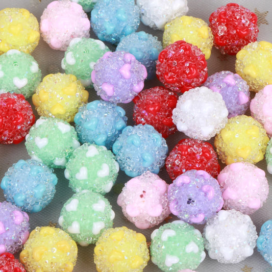 18mm 20pcs Charm Candy Love Heart Polymer Clay Acrylic Beads For Jewelry Making DIY Necklace Bracelets Earring Accessories VD
