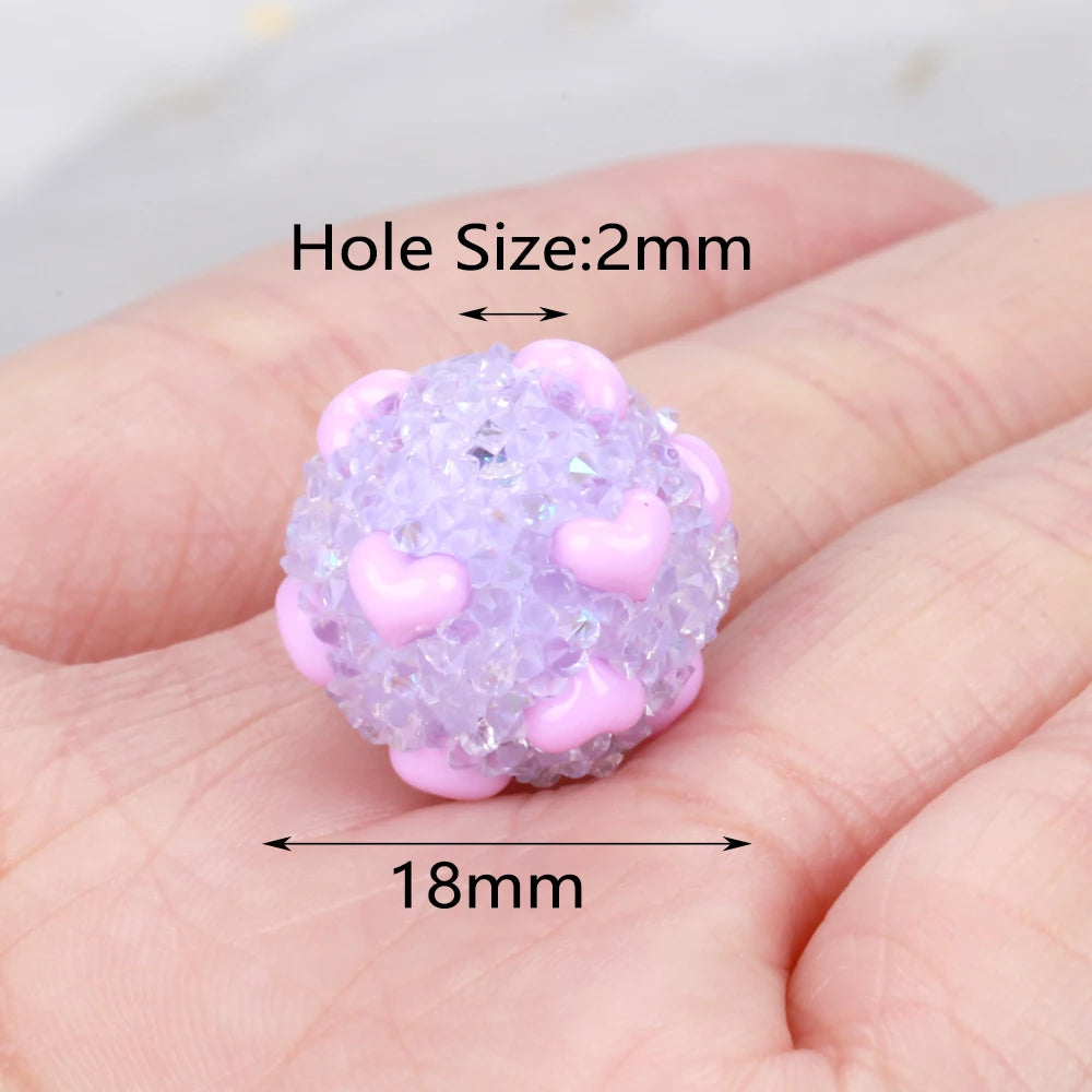 18mm 20pcs Charm Candy Love Heart Polymer Clay Acrylic Beads For Jewelry Making DIY Necklace Bracelets Earring Accessories VD